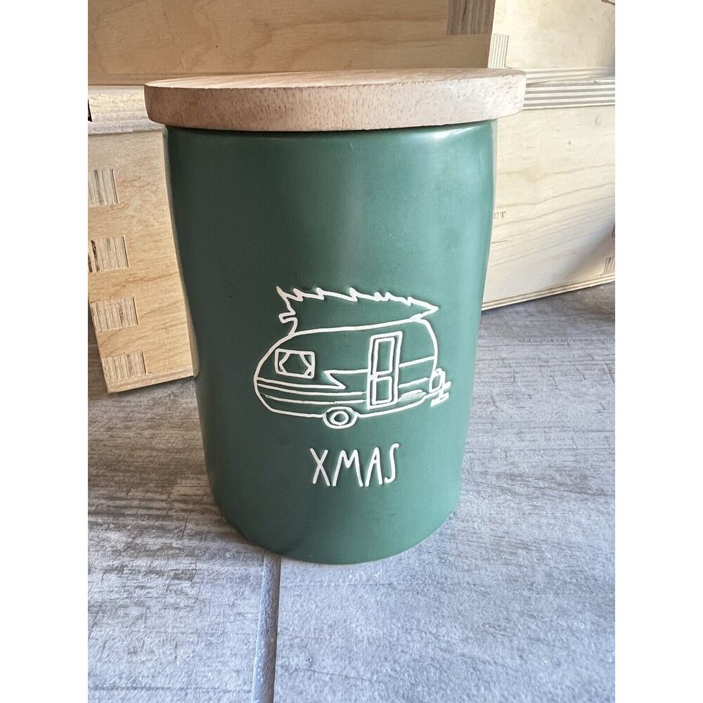 Rae Dunn Ceramic Container Xmas Christmas Tree Camper Trailer Magenta Collectors
